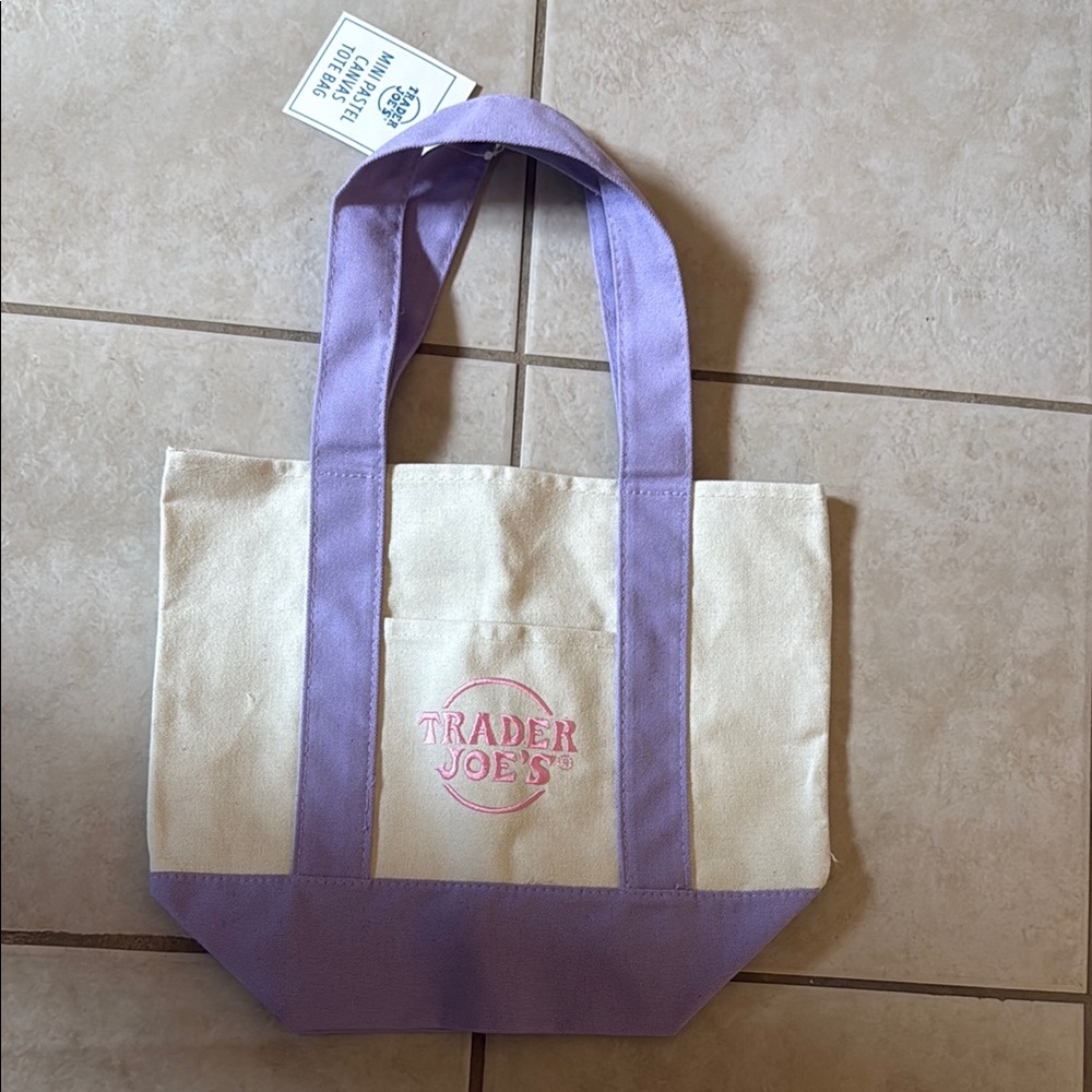 Cream and Purple Tote Bag